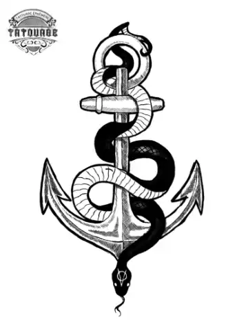 tatouage ephemere ancre serpent Tatouage éphémère ancre serpent