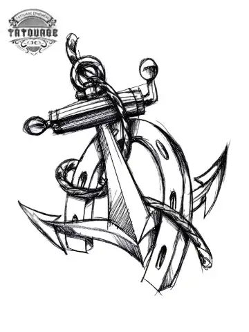 tatouage ephemere ancre stylisee Tatouage éphémère ancre stylisée