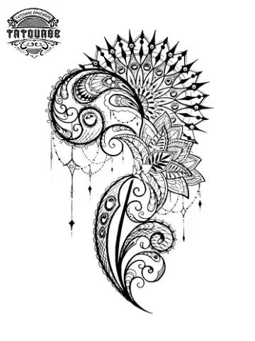 tatouage ephemere arabesque hanche femme Tatouage éphémère arabesque hanche femme