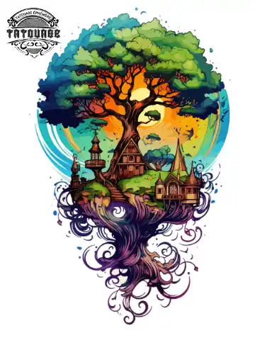 tatouage ephemere arbre de vie manchette Tatouage éphémère arbre de vie manchette