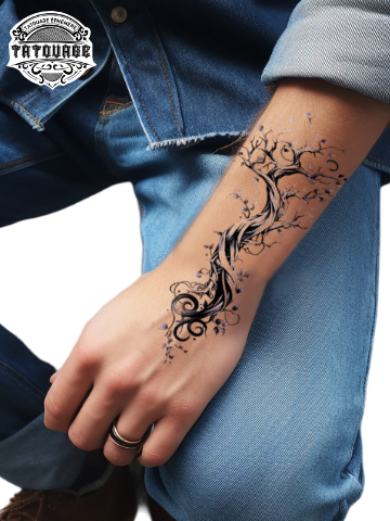 Tatouage éphémère arbre poignet