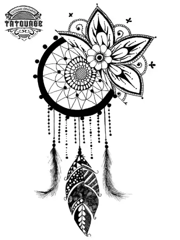 tatouage ephemere attrae reve hanche Tatouage éphémère attrape rêve hanche