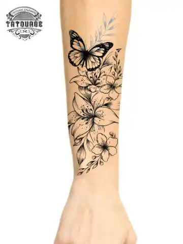 Tatouage éphémère avant bras femme fleur