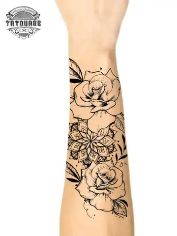 Tatouage éphémère avant bras femme rose