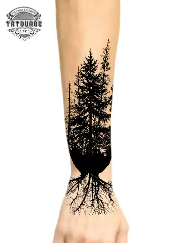 Tatouage éphémère avant bras forêt