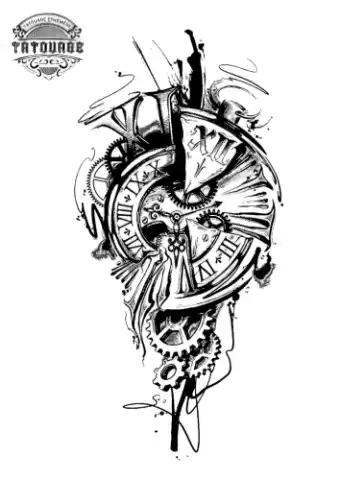 Tatouage éphémère avant bras homme horloge