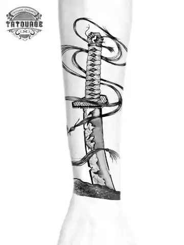 tatouage ephemere avant bras katana photo Tatouage éphémère avant bras katana