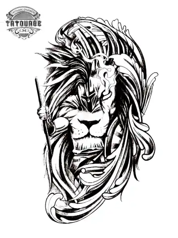 Tatouage éphémère avant bras lion homme