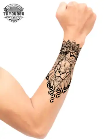 Tatouage éphémère avant bras lion