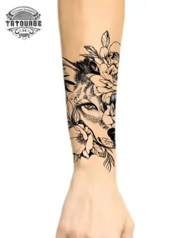 tatouage ephemere avant bras loup femme photo Tatouage éphémère avant bras loup femme
