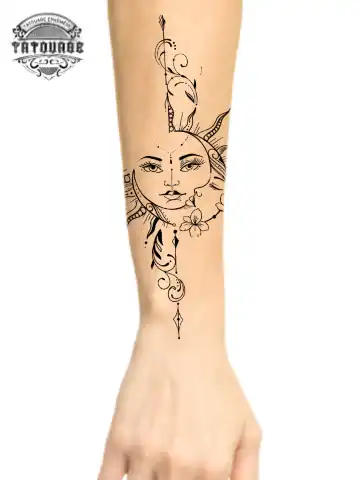 Tatouage éphémère avant bras lune