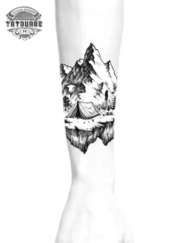 Tatouage éphémère avant bras montagne