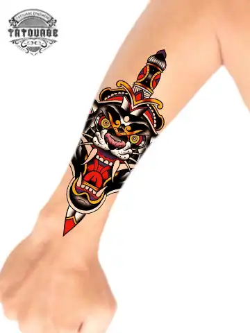 Tatouage éphémère avant bras old school