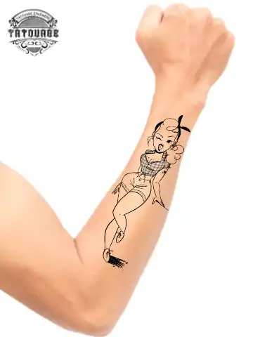Tatouage éphémère avant bras pin up