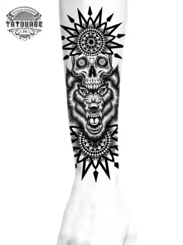 tatouage ephemere avant bras tete de loup photo Tatouage éphémère avant bras tête de loup