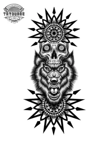 Tatouage éphémère avant bras tête de loup