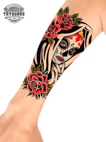 tatouage ephemere avant bras visage femme photo Tatouage éphémère avant bras visage femme