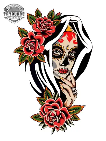 tatouage ephemere avant bras visage femme Tatouage éphémère avant bras visage femme