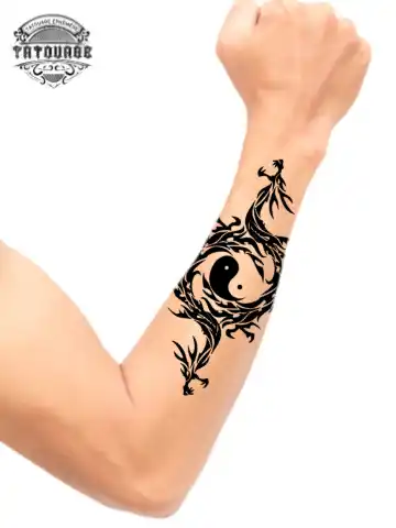 Tatouage éphémère avant bras ying yang