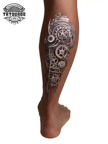 Tatouage éphémère biomécanique mollet
