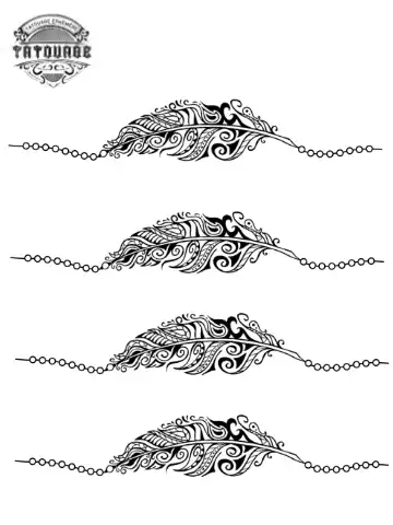 tatouage ephemere bracelet indien avec plume Tatouage éphémère bracelet indien avec plume