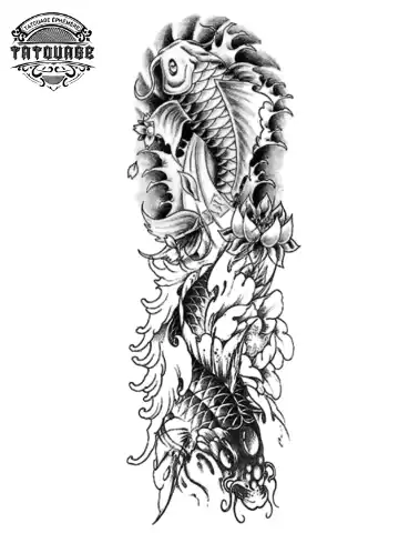 Tatouage éphémère bras complet carpe koi
