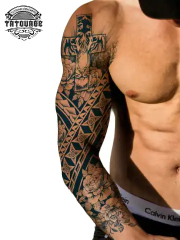 Tatouage éphémère bras complet croix