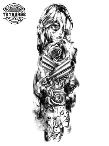 Tatouage éphémère bras complet femme rose
