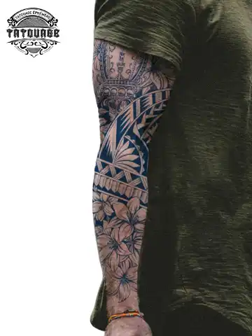 Tatouage éphémère bras complet fleur