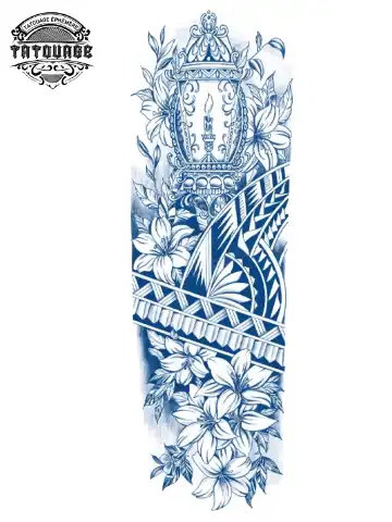 Tatouage éphémère bras complet fleur