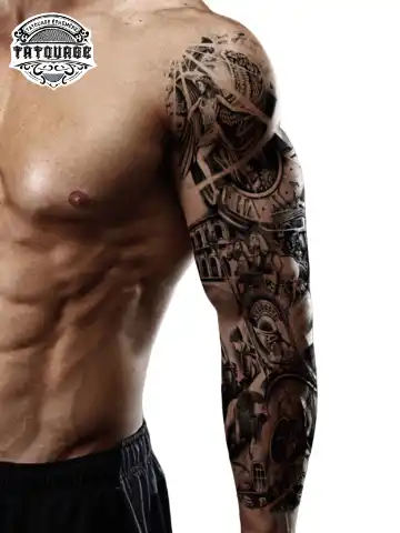 Tatouage éphémère bras complet guerrier