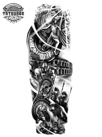 Tatouage éphémère bras complet guerrier