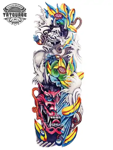 Tatouage éphémère bras complet homme japonais