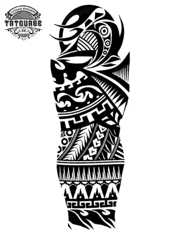 Tatouage éphémère bras complet homme polynésien