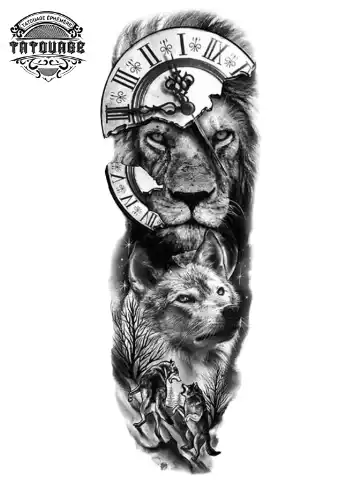 Tatouage éphémère bras complet horloge