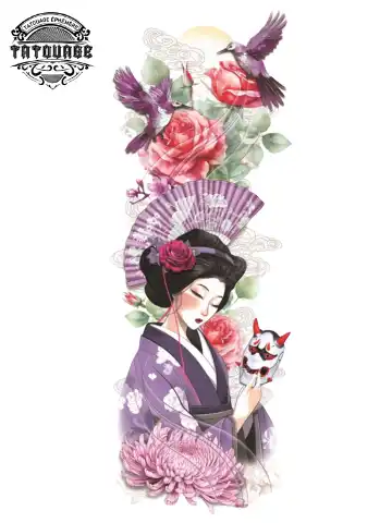 Tatouage éphémère bras complet japonais