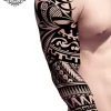 Tatouage éphémère bras complet polynésien