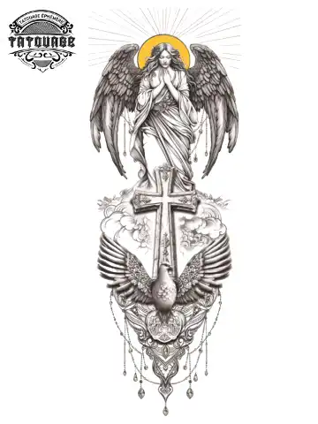 Tatouage éphémère bras complet religieux