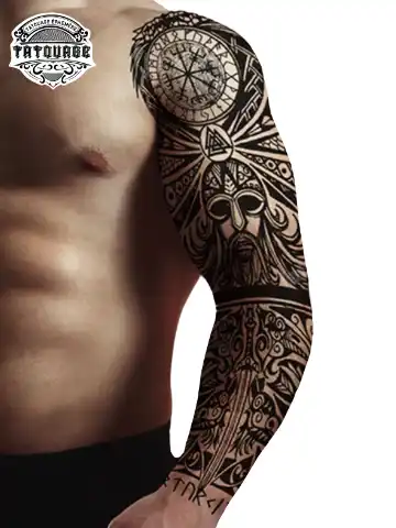 Tatouage éphémère bras complet viking