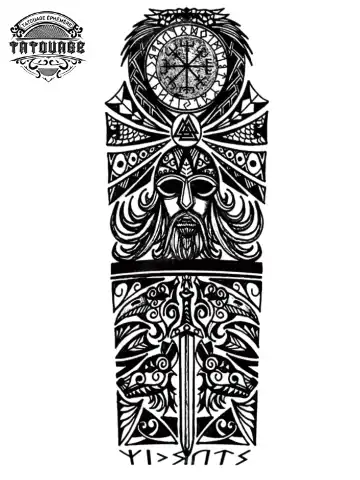 Tatouage éphémère bras complet viking