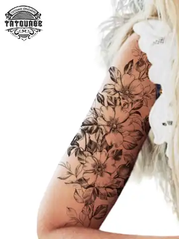 Tatouage éphémère bras femme fleur