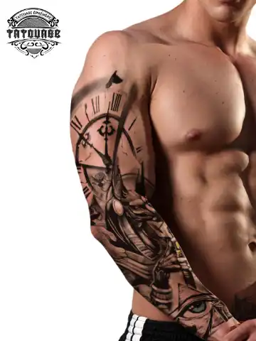 Tatouage éphémère bras homme horloge