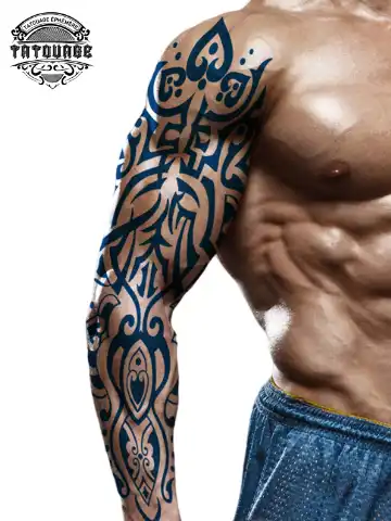 Tatouage éphémère bras homme tribal
