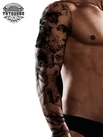 Tatouage éphémère bras homme zeus