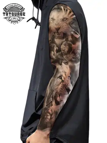 tatouage ephemere bras lion homme photo Tatouage éphémère bras lion homme