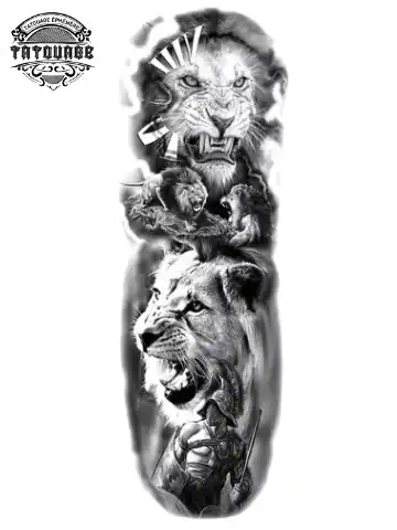 tatouage ephemere bras lion homme Tatouage éphémère bras lion homme