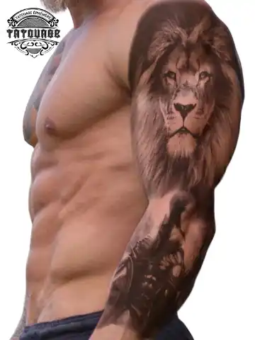 tatouage ephemere bras lion photo Tatouage éphémère bras lion