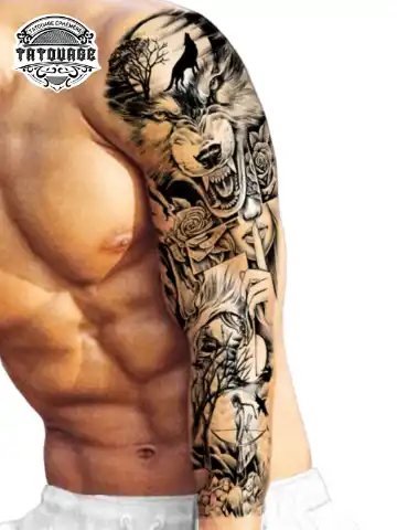 tatouage ephemere bras loup photo Tatouage éphémère bras loup