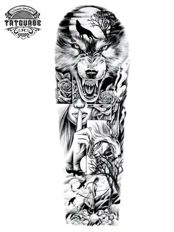 tatouage ephemere bras loup Tatouage éphémère bras loup