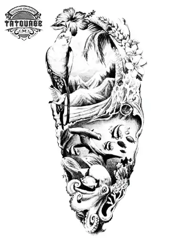 tatouage ephemere bras oce?an Tatouage éphémère bras océan